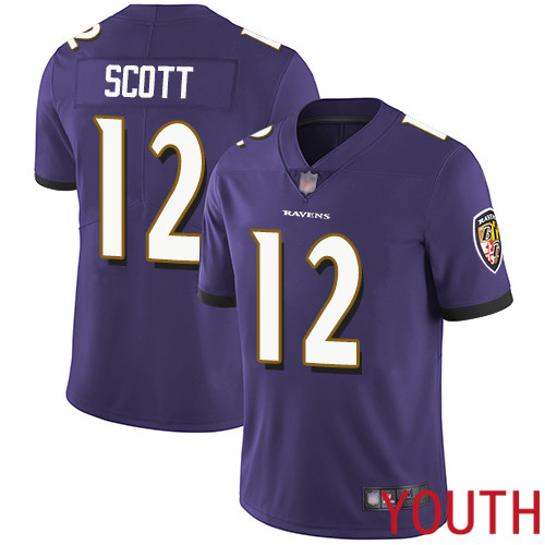 Baltimore Ravens Limited Purple Youth Jaleel Scott Home Jersey NFL Football #12 Vapor Untouchable->youth nfl jersey->Youth Jersey
